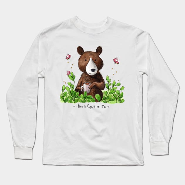 Have a Cuppa on Me Long Sleeve T-Shirt by Vicky Kuhn Illustration